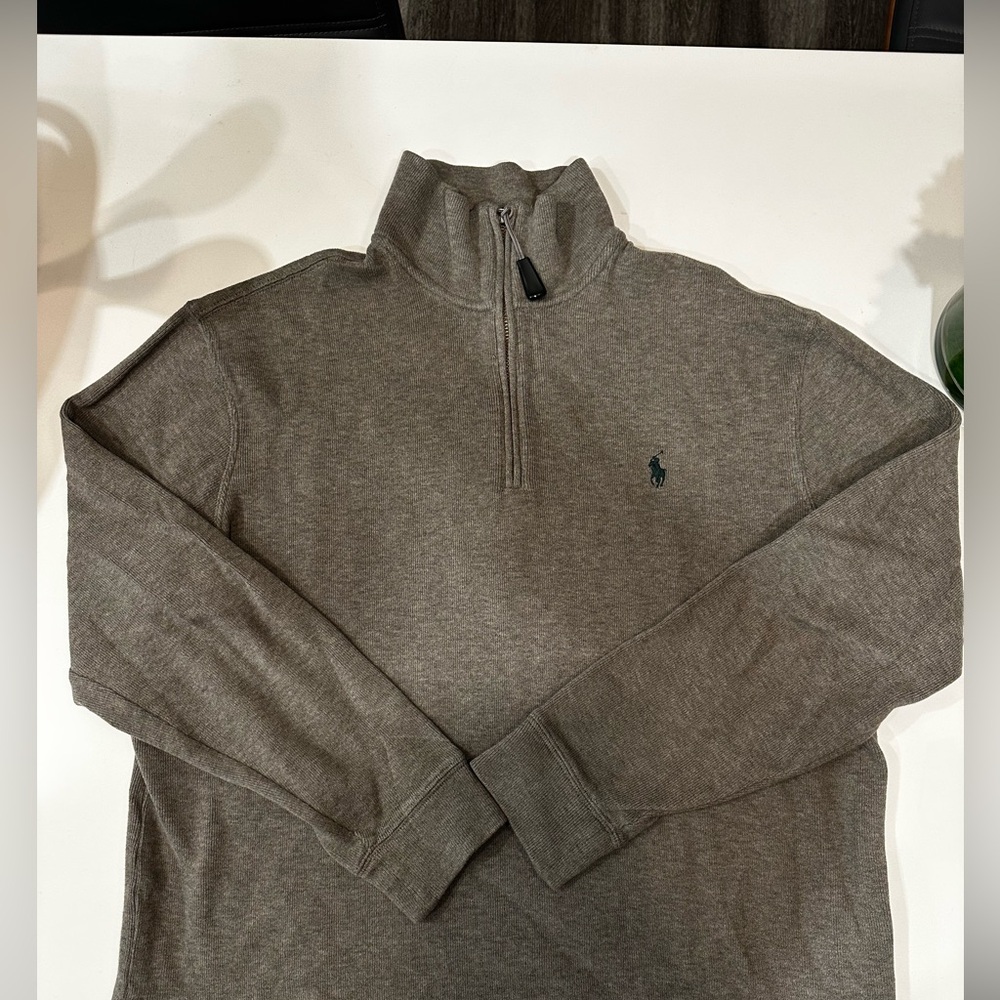 Ralph Lauren Gray-Brown Quarter Zip (Zipper pull replaced) - Size Medium
